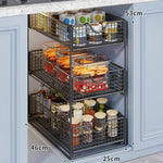 Kitchen Storage Organizer Two-Tier Pull-Out Wire Baskets