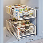 Kitchen Storage Organizer Two-Tier Pull-Out Wire Baskets