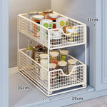 Kitchen Storage Organizer Two-Tier Pull-Out Wire Baskets
