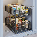 Kitchen Storage Organizer Two-Tier Pull-Out Wire Baskets