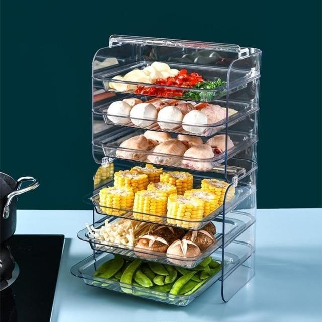 Kitchen Storage Rack 3-Tier Stackable Slide-Out
