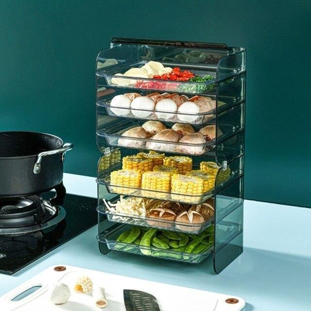 Kitchen Storage Rack 3-Tier Stackable Slide-Out
