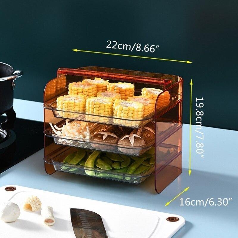 Kitchen Storage Rack 3-Tier Stackable Slide-Out