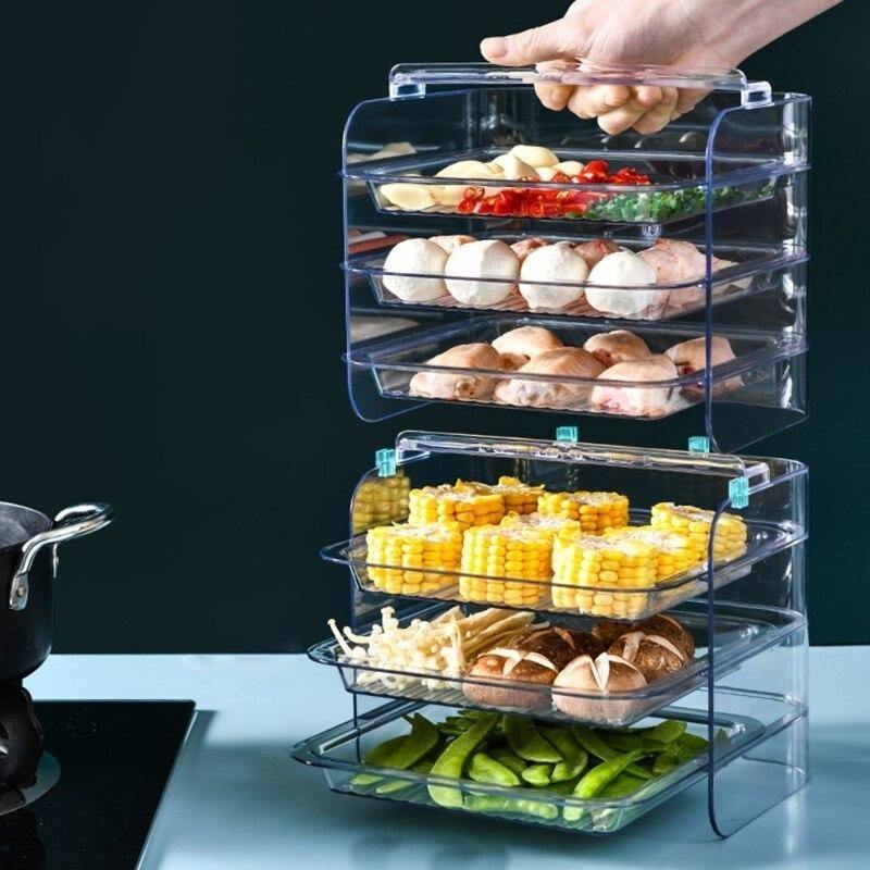 Kitchen Storage Rack 3-Tier Stackable Slide-Out
