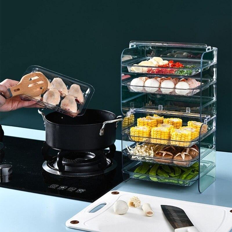 Kitchen Storage Rack 3-Tier Stackable Slide-Out