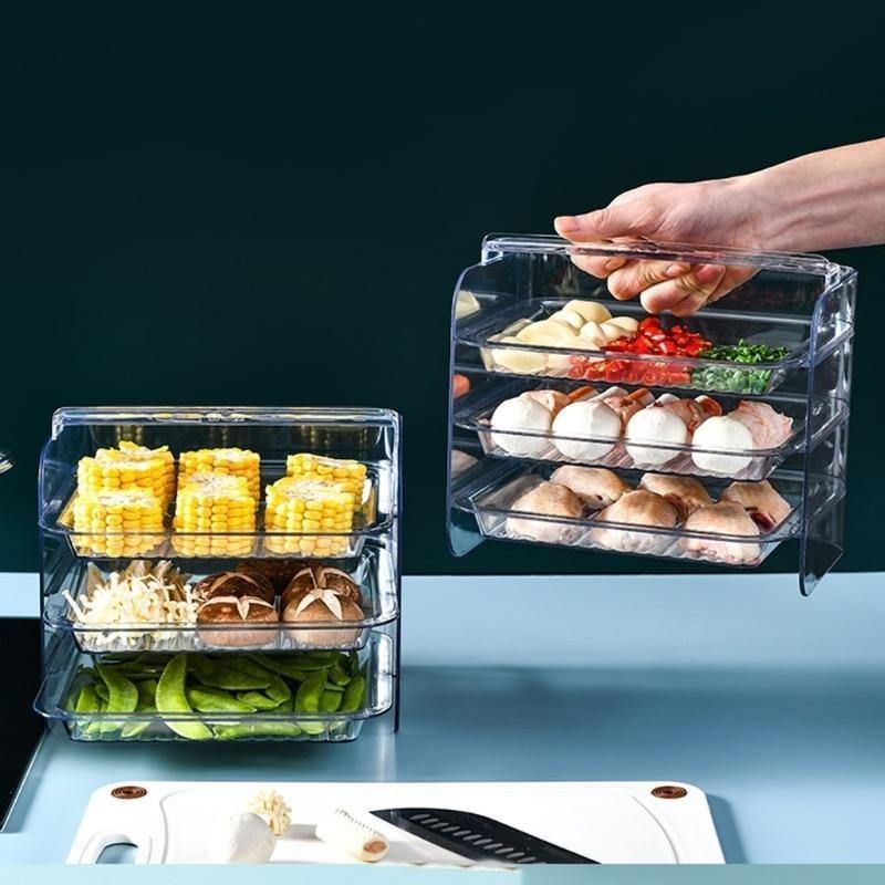 Kitchen Storage Rack 3-Tier Stackable Slide-Out
