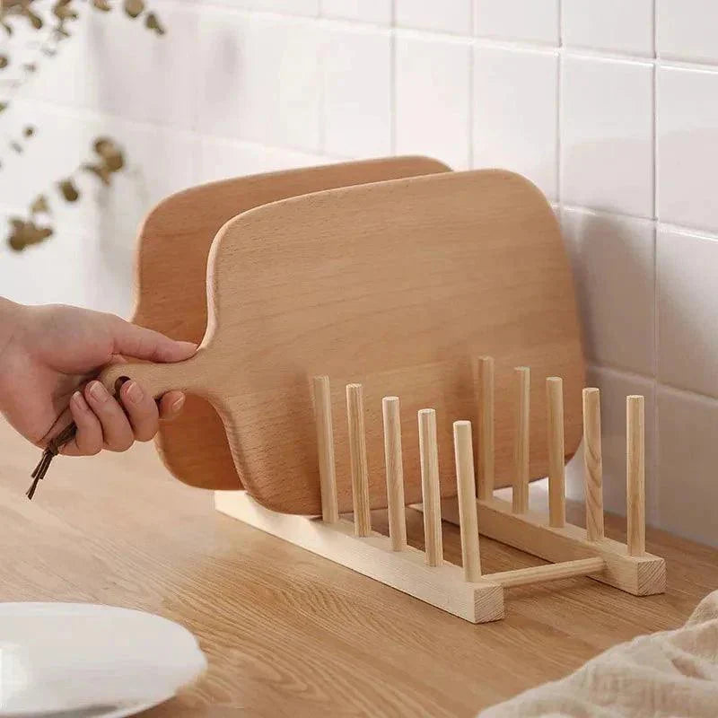 Kitchen Storage Rack Natural Wood Space-Saving