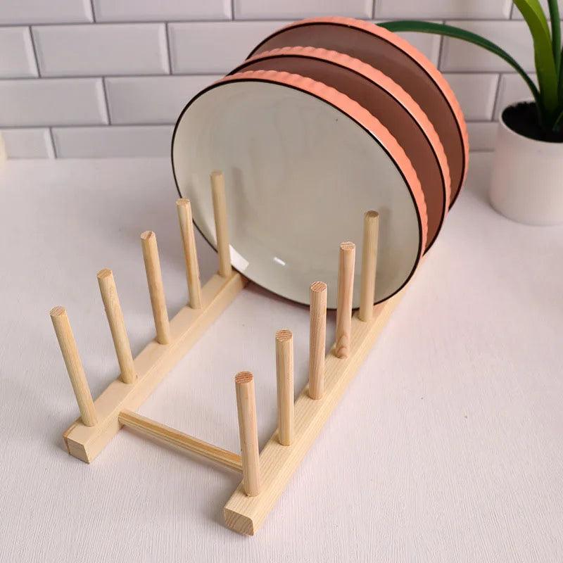 Kitchen Storage Rack Natural Wood Space-Saving