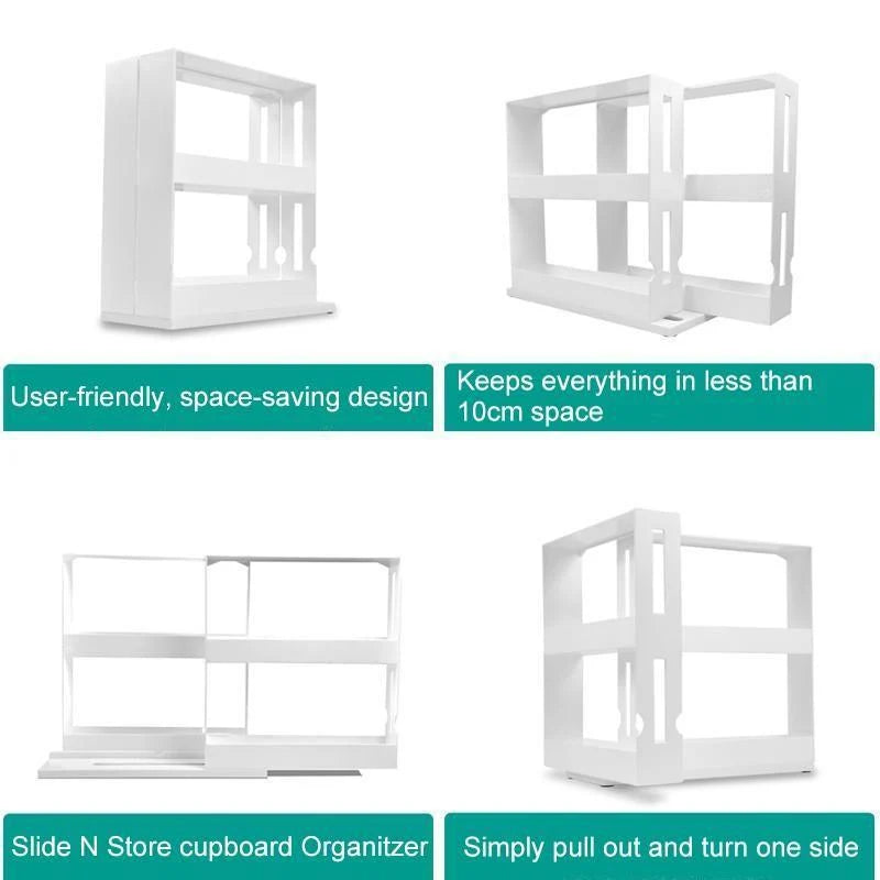 Kitchen Storage Rack Rotating Space-Saving Bottle Organizer