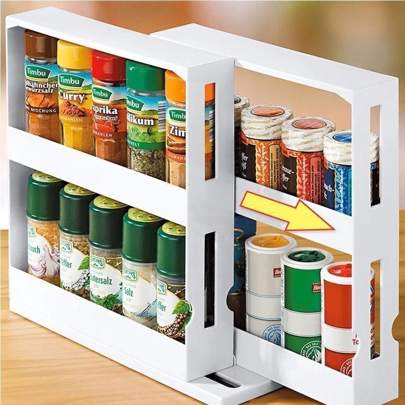 Kitchen Storage Rack Rotating Space-Saving Bottle Organizer