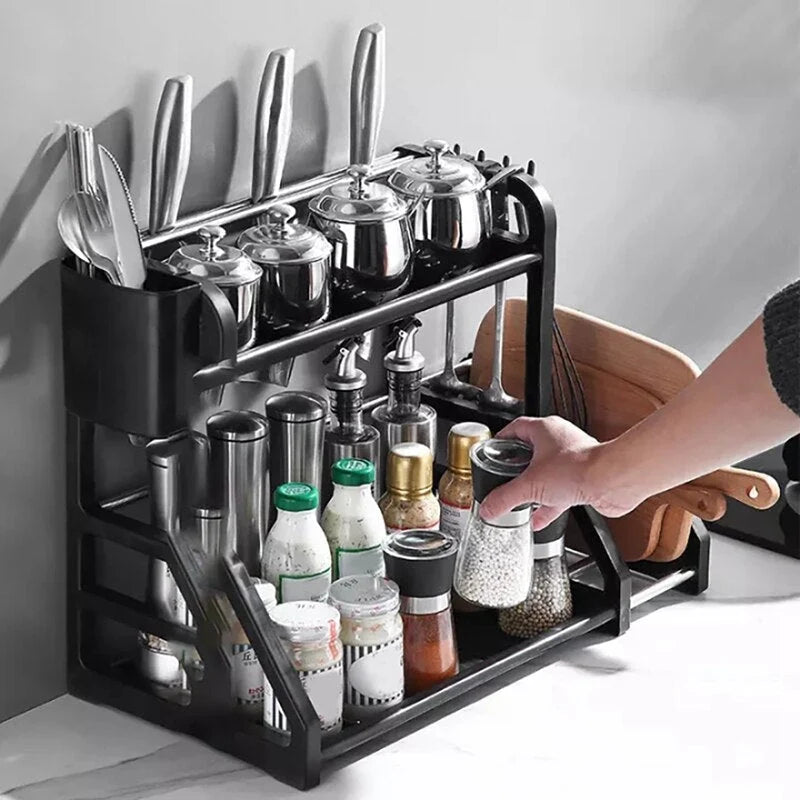 Kitchen Storage Rack Stainless Steel Two-Tier Drainage Basket