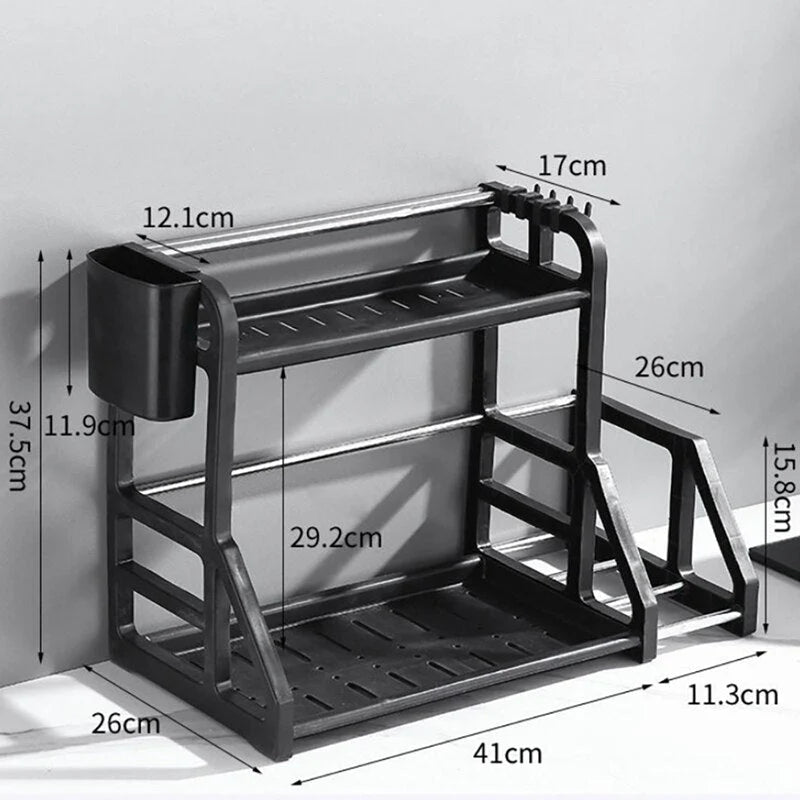 Kitchen Storage Rack Stainless Steel Two-Tier Drainage Basket