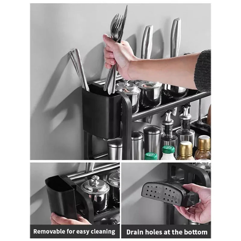 Kitchen Storage Rack Stainless Steel Two-Tier with Drainage Design