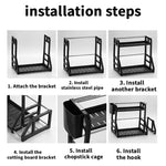 Kitchen Storage Rack Stainless Steel Two-Tier with Drainage Design