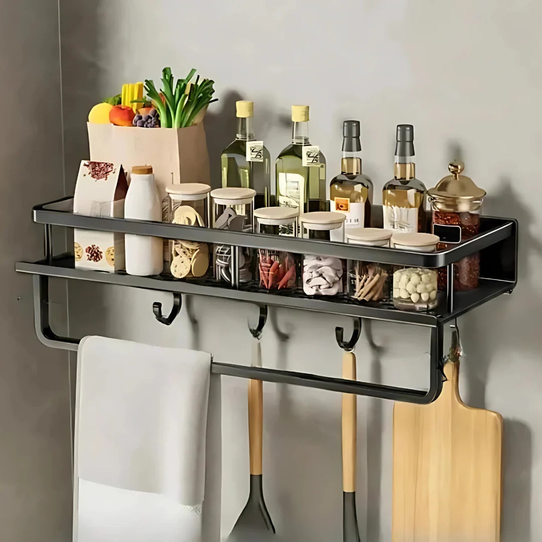 Kitchen Storage Shelf Wall-Mounted Metal Space-Saving Organizer
