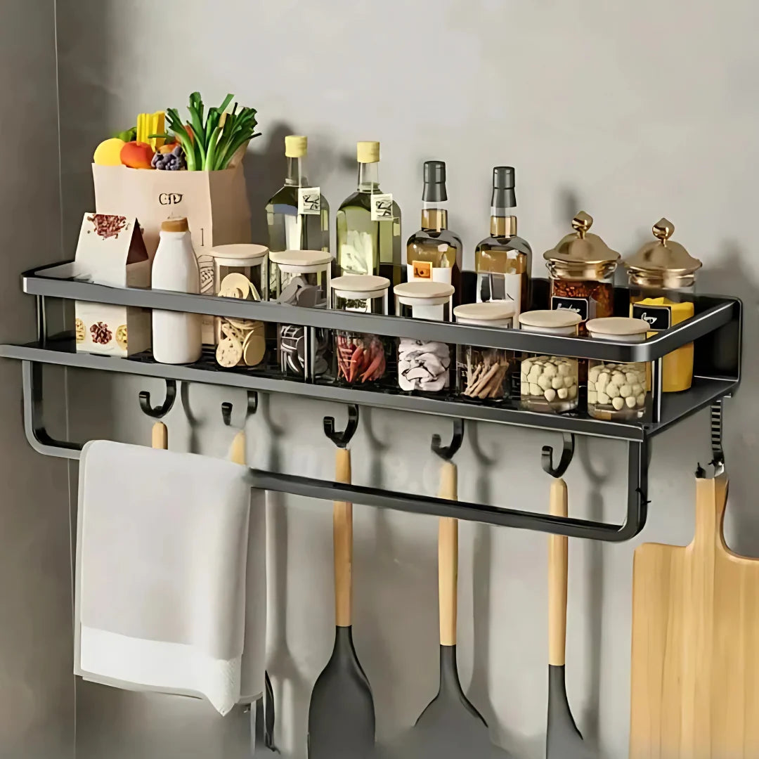 Kitchen Storage Shelf Wall-Mounted Metal Space-Saving Organizer