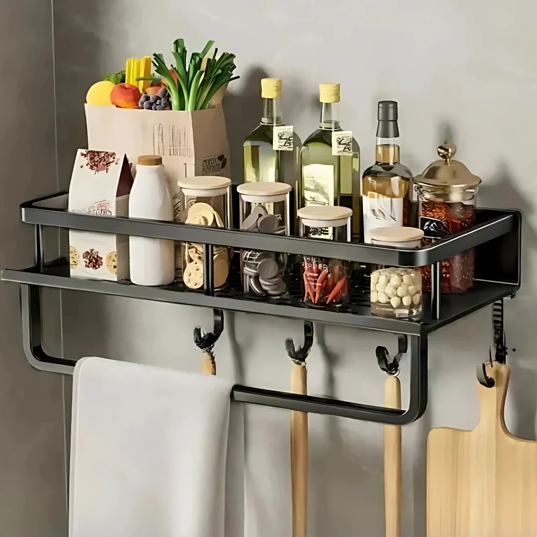 Kitchen Storage Shelf Wall-Mounted Metal Space-Saving Organizer