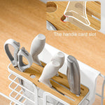 Kitchen Utensil Holder Multi-Compartment with Removable Drain Tray & Lid Rest