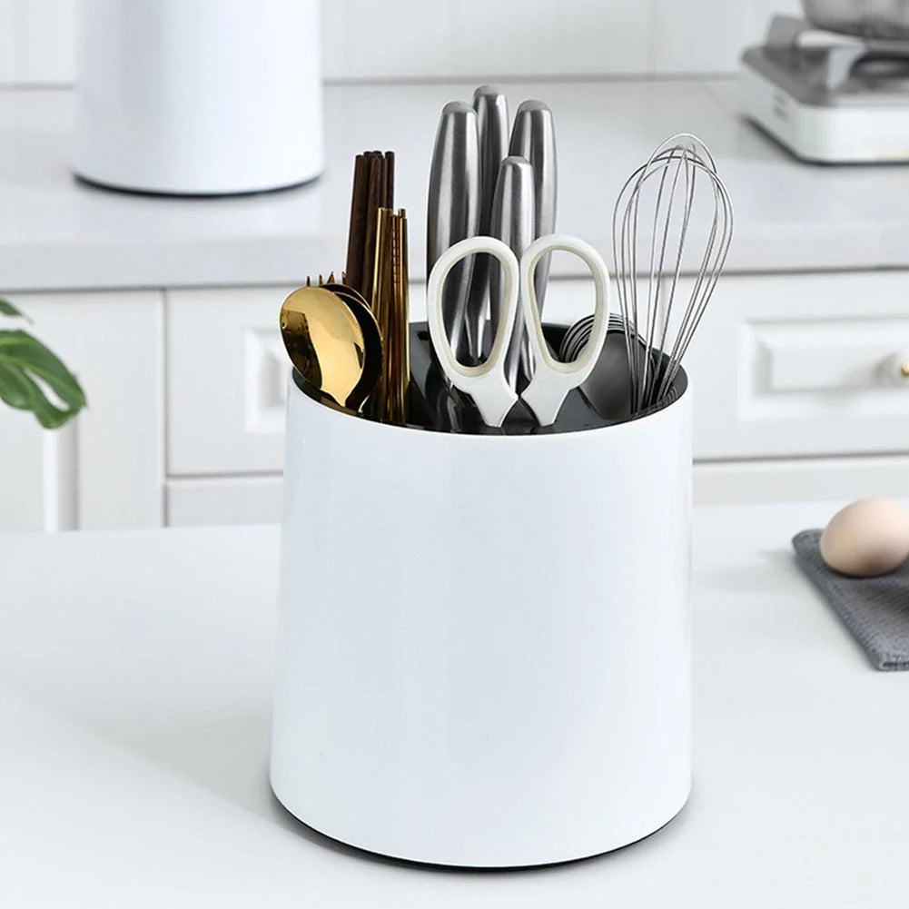 Kitchen Utensil Holder Rotating Multi-Compartment Holds 15+ Utensils
