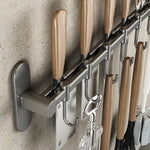 Kitchen Utensil Hook Rail Stainless Steel No-Drill Mounting Multiple Hooks