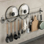 Kitchen Utensil Hook Rail Stainless Steel No-Drill Mounting Multiple Hooks