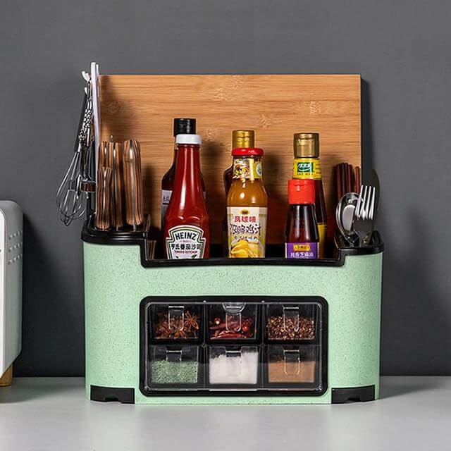 Kitchen Utensil Organizer Multi-Compartment With Detachable Seasoning Box