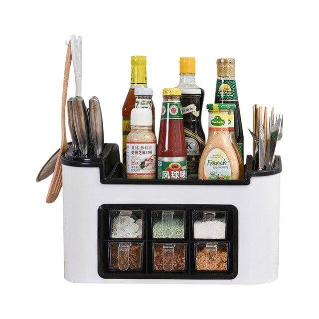 Kitchen Utensil Organizer Multi-Compartment With Detachable Seasoning Box