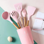 Kitchen Utensil Set Heat-Resistant Silicone 12-Piece Ergonomic Handles