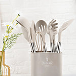 Kitchen Utensil Set Silicone Stainless Steel Handles 12-Piece