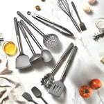 Kitchen Utensil Set Silicone Stainless Steel Handles 12-Piece