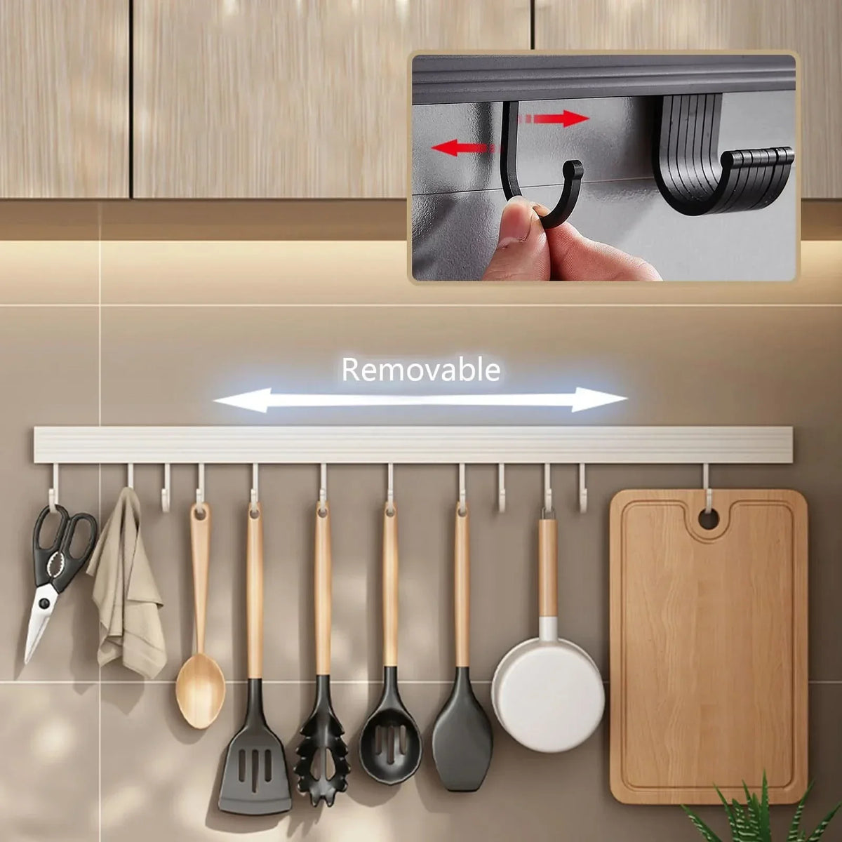 Kitchen Wall Rack No-Drill Rust-Resistant Coated Metal