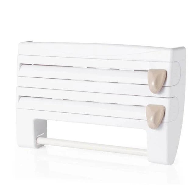 Kitchen Wrap Organizer Built-In Cutters Wall-Mountable