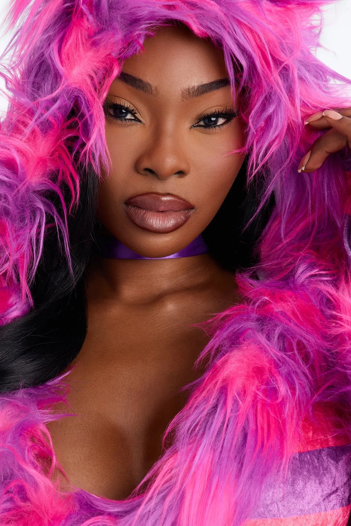 Kitty Costume Set Fuzzy Pink Hooded Dress 4-Piece