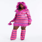Kitty Costume Set Pink Hooded Fur Dress With Tail