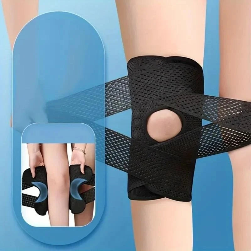 Knee Brace Open Patella Four Side Spring Stabilizers Breathable Mesh