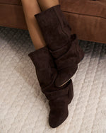Knee-High Boots Slouchy Hidden Heel Round Toe