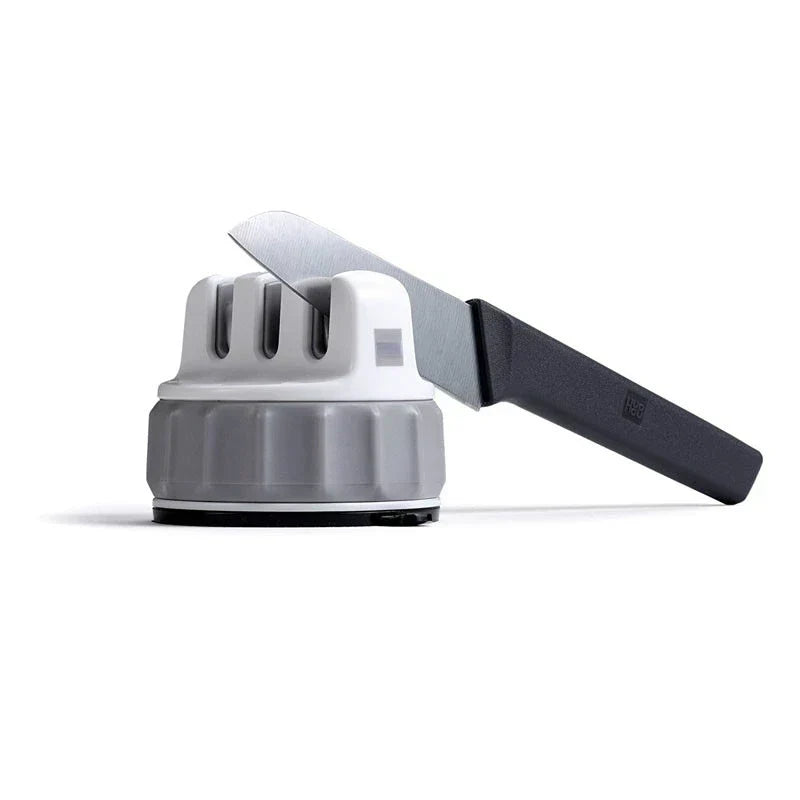 Knife Sharpener Triple Wheel Dual-Grit Suction Base