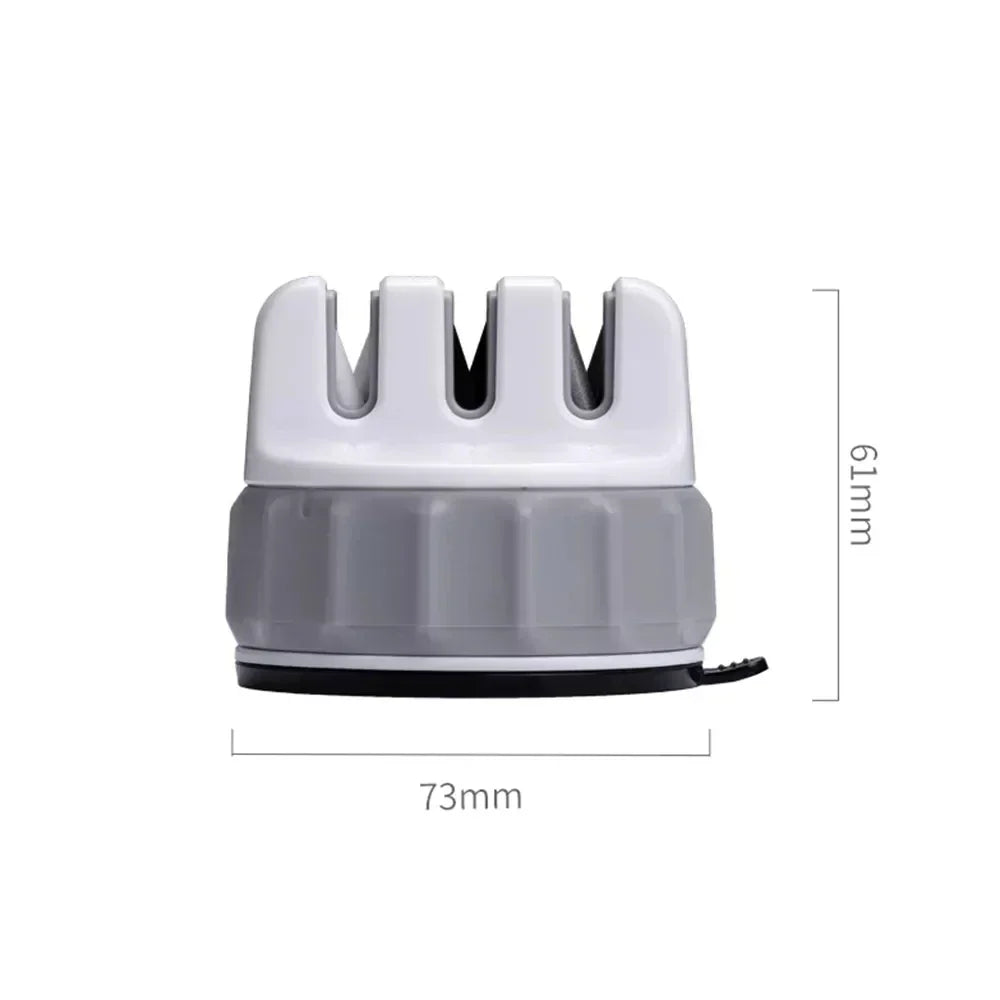 Knife Sharpener Triple Wheel Dual-Grit Suction Base