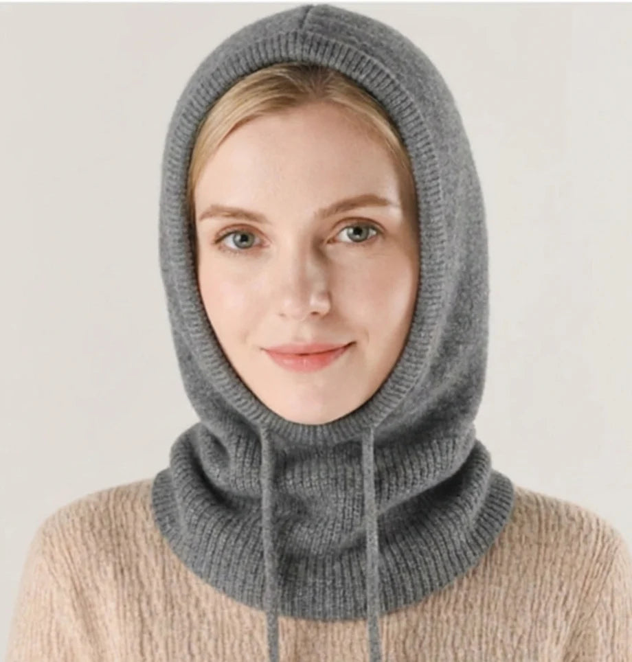 Knit Beanie Cashmere Blend Adjustable Drawstring Fit