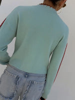 Knit Cardigan Bold Octopus Pattern Button-Front񎟃