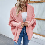 Knit Cardigan Loose Fit Batwing Sleeves