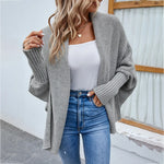 Knit Cardigan Loose Fit Batwing Sleeves