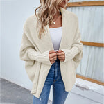 Knit Cardigan Loose Fit Batwing Sleeves