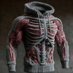 Knit Hoodie 3D Skeleton Design Long Sleeve