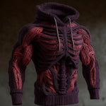 Knit Hoodie 3D Skeleton Design Long Sleeve