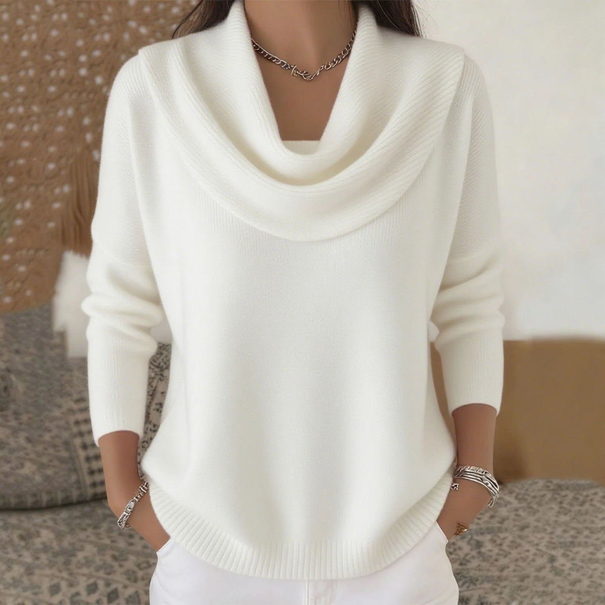 Knit Pullover Sweater Thick Warm Loose Fit Long Sleeve