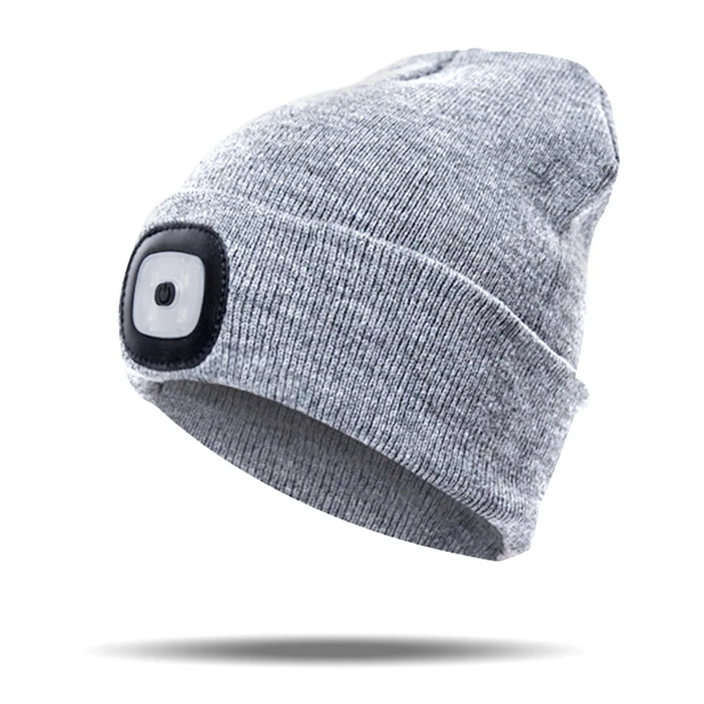 LED Beanie Removable Rechargeable Soft Knit