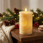 LED Candle Fir Tree & Snowflake Relief Battery-Operated Adjustable Timer