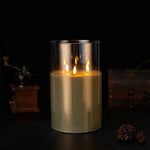LED Candle Three Flickering Flames Paraffin Wax Exterior