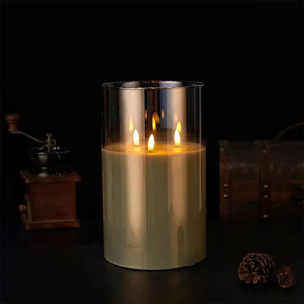 LED Candle Three Flickering Flames Paraffin Wax Exterior